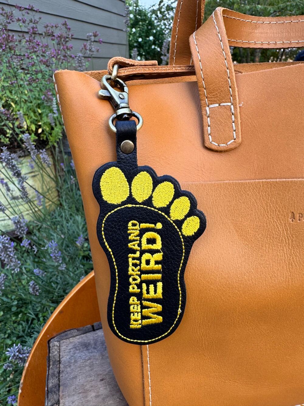 Portland Leather Bag Charm PORTLAND OREGON Purse Charm Keep Portland Weird